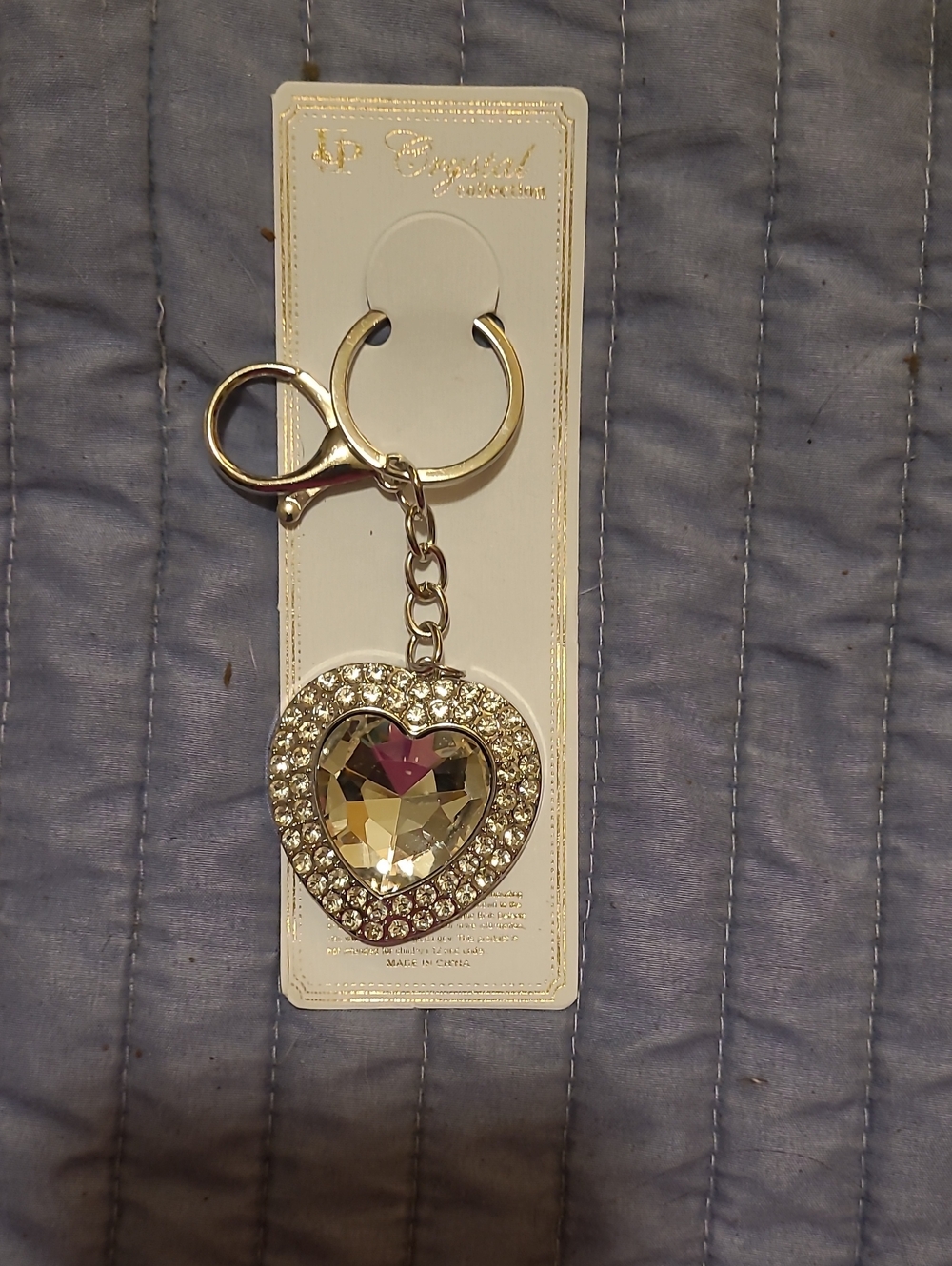 Crystal Heart Keychain/bag Charm- Silver Tone